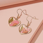 El Regalo Beautiful Transparent Heart Dried Flower Earrings for Women | Handmade Real Dried Floral Resin Dangle Earrings | Lightweight Bohemian Style Camellia Flower Earrings | Elegant Jewelry Gift (style-2)