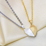 El Regalo Unisex-Adult Valentines Day Gift-2 Pcs Heart Couples Magnetic Necklace for Couples/Besties/Friends-Matching Pendant Friendship Distance Magnetic Love Heart Jewelry(Golden & Silver Hearts)
