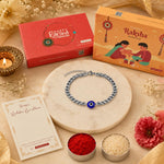 El Regalo Unisex-Adult 1Pc Cz Evil Eye Stainless Steel Rakhi For Brother - Anti Tarnish/No Rust/Waterproof Evil Eye Designer Rakhi With Roli Chawal, Message Card In Gift Box (Option-2)