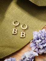 El Regalo Stainless Steel Bubble Name Initials Hoop Earrings- Anti Tarnish, Waterproof Name Letter Personalized Balloon Bubble Drop Earrings for Girls & Women (Name Initial- B)