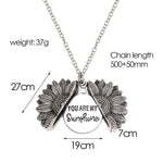 El Regalo "You Are My Sunshine" message Sun Flower Openable Pendant Necklace for Girls & Women (Metallic Silver)- Valentines Day Gift