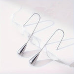 El Regalo Womens Luxury Stainless Steel Water Drop/Tear Drop Minimalist Earrings- Elegant Anti Tarnish Thread Western Earrings (Silver)