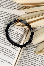 El Regalo Natural stones Lion Charm Elastic Bracelet for Boys/Men