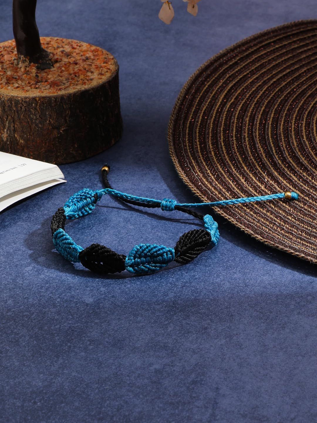 El Regalo 1PC Handwoven Leaves Anklet- Bohemian Macrame Leaf Gypsy Anklet for 1Leg (Blue)