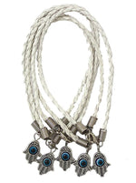 El Regalo 5PCs Evil Eye Hamsa Hand Rakhi Combo - Evil Eye Rakhi Set for Brother with Roli Chawal - 5 Lucky Kabbalah Blue Turkish Evil Eye Rakhi for Bhaiya/Bhai/Brother/Nephew (White)