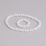 El Regalo Kids Girls Princess Jewelry Set - White Bead Necklace, Bracelet & Earrings for Girls