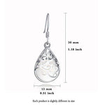 El Regalo Modern Opal Cat's Eye Drop Threader Earrings for Girls & Women - Perfect Valentines Day Gift for Her (White Drop Hook)
