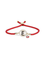 El Regalo Name Initials Evil Eye Bracelet Rakhi for Brother- Name Letter CZ Rakhi with Roli Chawal, Message Card in Rakshabandhan Box for Bhai (Red- E)