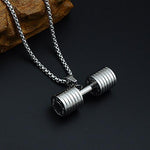 El Regalo Stainless Steel Gym Fitness Dumbbell Pendant Necklace for Boys/Men- Go Fit Motivational Fitness Sports Jewelry for Gym Lovers (Silver)