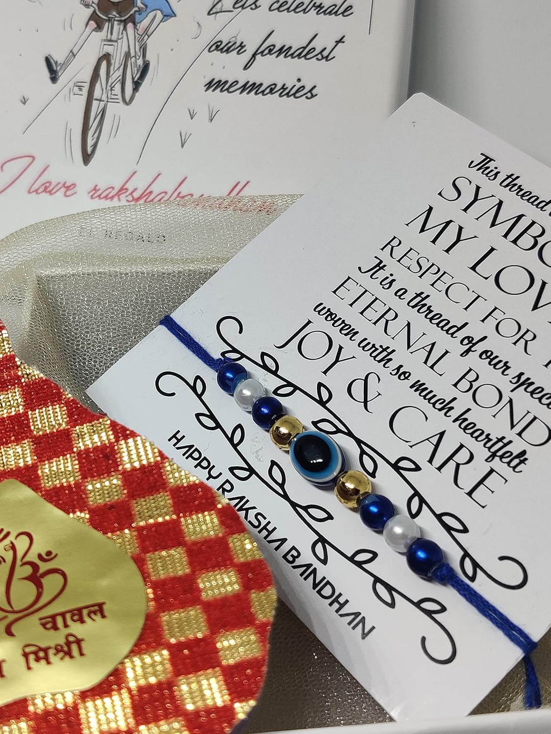 El Regalo 5 PCs Rakhi Combo - Evil Eye Rakhi Set for Brother - 5 Lucky Kabbalah Blue Turkish Evil Eye Rakhi for Bhaiya/Bhai/Brother/Nephew (Option-2)