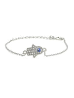 El Regalo 1 PC Hamsa Hand Evil Eyes Chain Bracelet - Fancy Evil Eye Hamsa Hand Chain Bracelet (Silver Hamsa Hand)