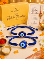 El Regalo 2PCs Rakhis for Brother- Evil Eye Rakhi Combo Set with 2 Rakhis, shagun Pack, Rakhi Message Card in Rakhi Gift Box (Option-6)