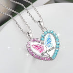 El Regalo 2 Pcs Bff Best Friend Forever Split Magnetic Matching Pendant Necklaces Set- Heart, Flower, Swan, Mermaid, Unicorn Pendant Friendship Necklaces (Pink & Blue Butterfly, Girls)