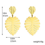El Regalo Women's & Girl's Big & Bold Stainless Steel Hollow Cut Leaves Stud Earrings- Western Tropical Monstera Leaves Earrings