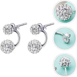El Regalo CZ Double Disco Balls Front Back 2-in-1 Stud Earrings for Girls & Women - Shambhala Rhinestone Ball Jacket Earrings - Sparkling Cubic Zirconia Studs with Elegant Dual-Wear Design