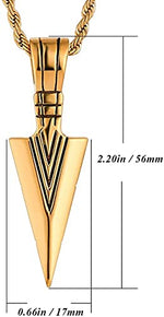 El Regalo Men's Stainless Steel Arrowhead Necklace for Boys/Men- Gift for Him (Gold Tone)