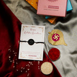 El Regalo 1 PC Stainless Steel OM/Aum Rakhi for Brother - Anti Tarnish Adjustable Rakhi Bracelet for Bhai/Bhatija- Comes with Message Card, Roli-Chawal & Rakhi Box (Black OM Rakhi)