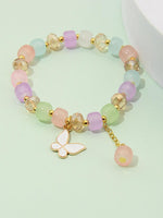 El Regalo 1 PC Butterfly Crystal Beads Tassel Bracelet With Cute Enamel Butterfly Charms for Girls/Teens/Women (Multi Colored Butterfly)