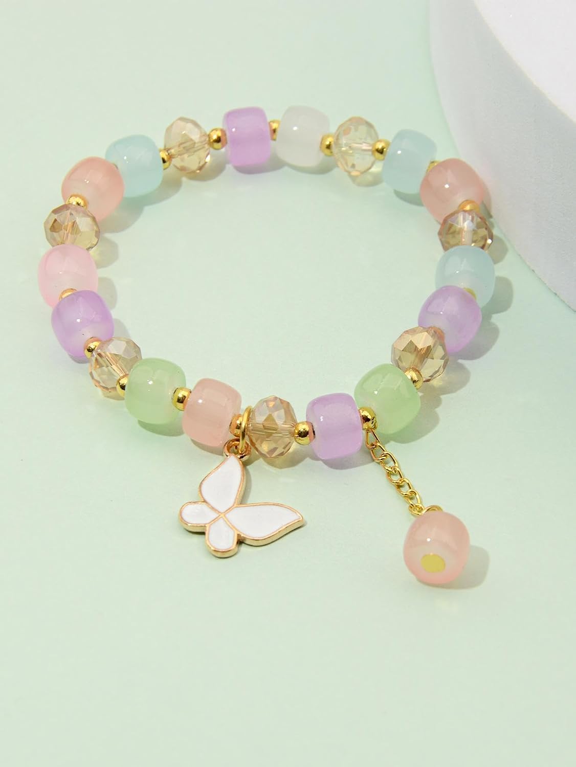 El Regalo 1 PC Butterfly Crystal Beads Tassel Bracelet With Cute Enamel Butterfly Charms for Girls/Teens/Women (Multi Colored Butterfly)