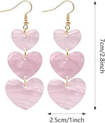El Regalo Valentines Day Gift for Her- Heart Earrings for Women Girls- Dangling dangler Valentine's Day Gift (Pink Acrylic Heart Earrings)