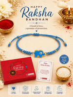 El Regalo 1PC Elephant Evil Eye Rakhi for Brother with & Message Card in Gift Box- Rakhi for Brother/Bhabhi/Niece or Nephew (Light Blue Elephant)
