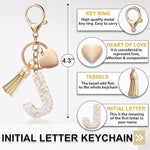 El Regalo Name Initials Letter Heart Charm Keychain - Personalized Resin Initial Keyring with Tassel, Cute & Durable Backpack Charm for Women & Girls (J Letter)