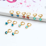 El Regalo 1 Pair Evil Eye Hoop Earrings - Small Dangle Hoop Earring Dainty Evil Eye Small Simple Hypoallergenic Earrings for Girls & Women (White Evil Eye)