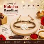 El Regalo Mens 1 PC Stainless Steel OM/Aum Golden Thread Rakhi for Brother - Anti Tarnish/Waterproof Adjustable Rakhi Bracelet for Bhai/Bhatija- Comes with Message Card, Roli-Chawal & Rakhi Box