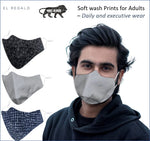 El Regalo (Set of 3 Premium Soft Cotton Face Masks with Adjustable Earloops | Executive Range 3 Layers Cotton Reusable & Washable Face Masks With Adjustable EarLoop for Men
