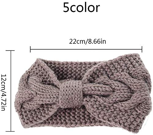 El Regalo Knitted Winter Twist Warm Wool Headband with Buttons for Face Mask Cover for Unisex (Grey)