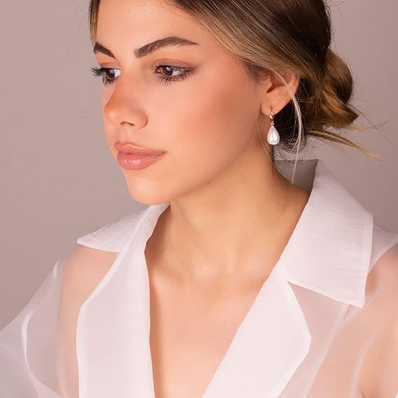 El Regalo Vintage Style Pearl Earrings for Girls & Women | Classic & Elegant | Available in Studs, Hooks, Threaders | Timeless Jewelry (Golden Pearl Hoops)