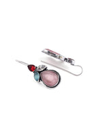 El Regalo Multi Colored Ethnic Stone Studded Oxidized 925 Silver Plated Earrings - Womens