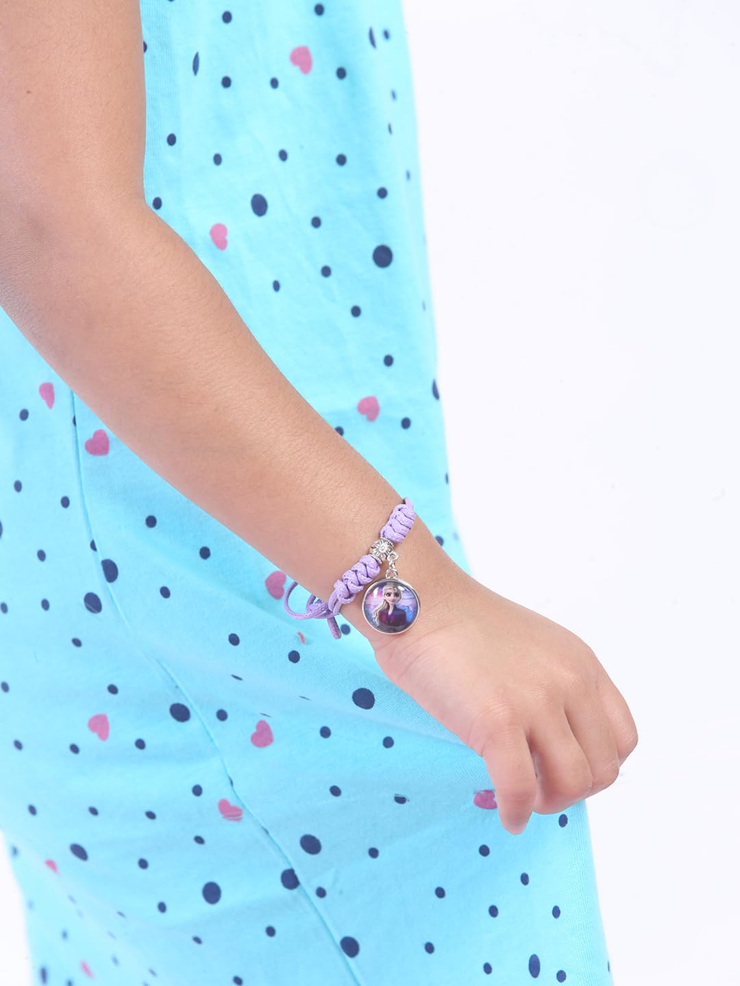 El Regalo 1PC Girls Princess Rakhi- Frozn Elsa Anna Rakhis - Girls Rakhi for Sister/Niece with Roli Chwal, Rakhi Message Card in Rakhi Box for Babies/Toddlers/Kids (Purple Elsa Princess Rakhi)