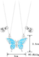 El Regalo Magnetic Butterfly BFF Necklaces for 2, Enamel Butterfly Friendship Magnetic Necklace for Teen Girls Women - Gift for Best Friends/Besties/Sisters (Blue Butterflies)
