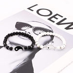 El Regalo 2 PCs Natural Stone Beads Stretchable Bracelets for Best Friends/Couples/Besties BFF Boyfriend Girlfriend