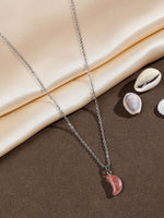 El Regalo Beautiful Agate Crescent Moon Pendant Necklace with Stainless Steel Chain for Girls & Women (Peachy Pink Moon)