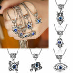 El Regalo Womens 6 Pcs Evil Eye Protection Pendant Necklaces For All - Butterfly, Elephant, Turtle, Elephant, Owl, Hamsa Hand & Eye