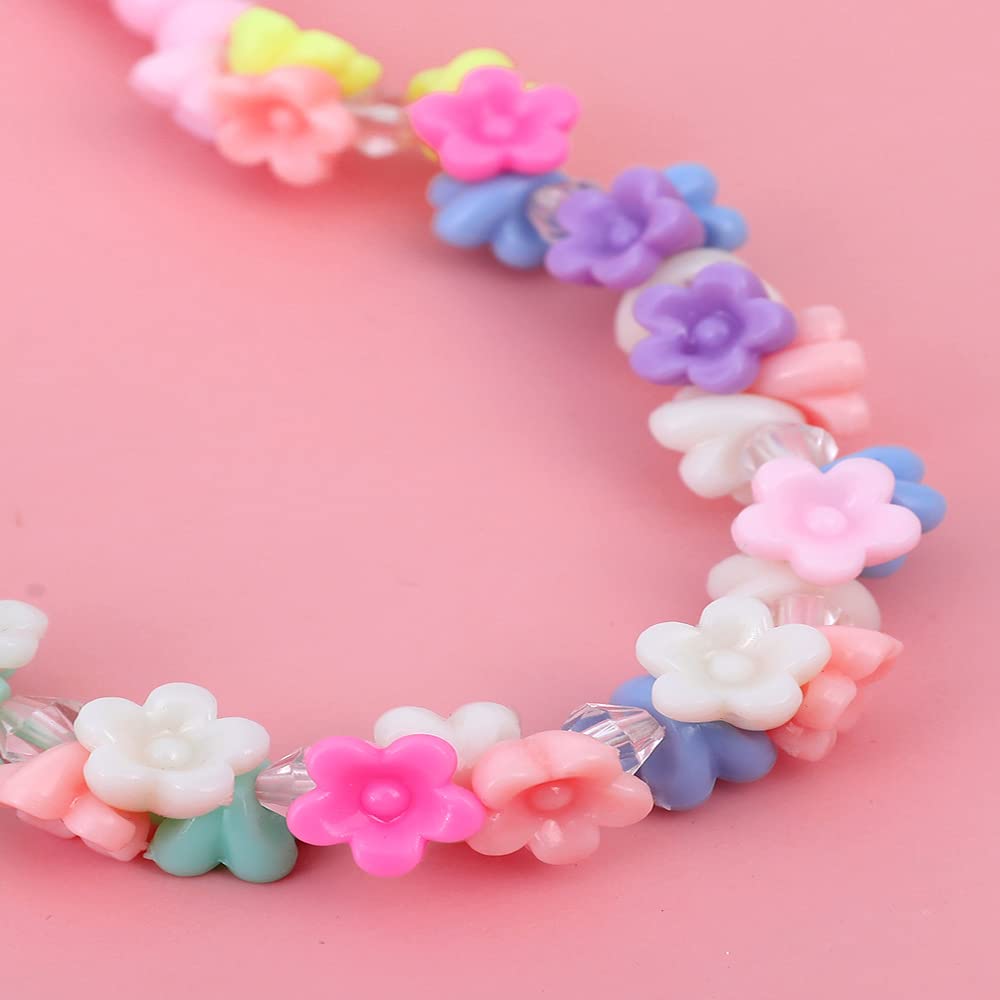 El Regalo 2 PCs Kids Girls Colorful Jewelry Sets - Kids Candy Color Beads Necklace & Bracelets Jewelry Sets for kids Girls & Toddlers (Multi Flower Pink Set)