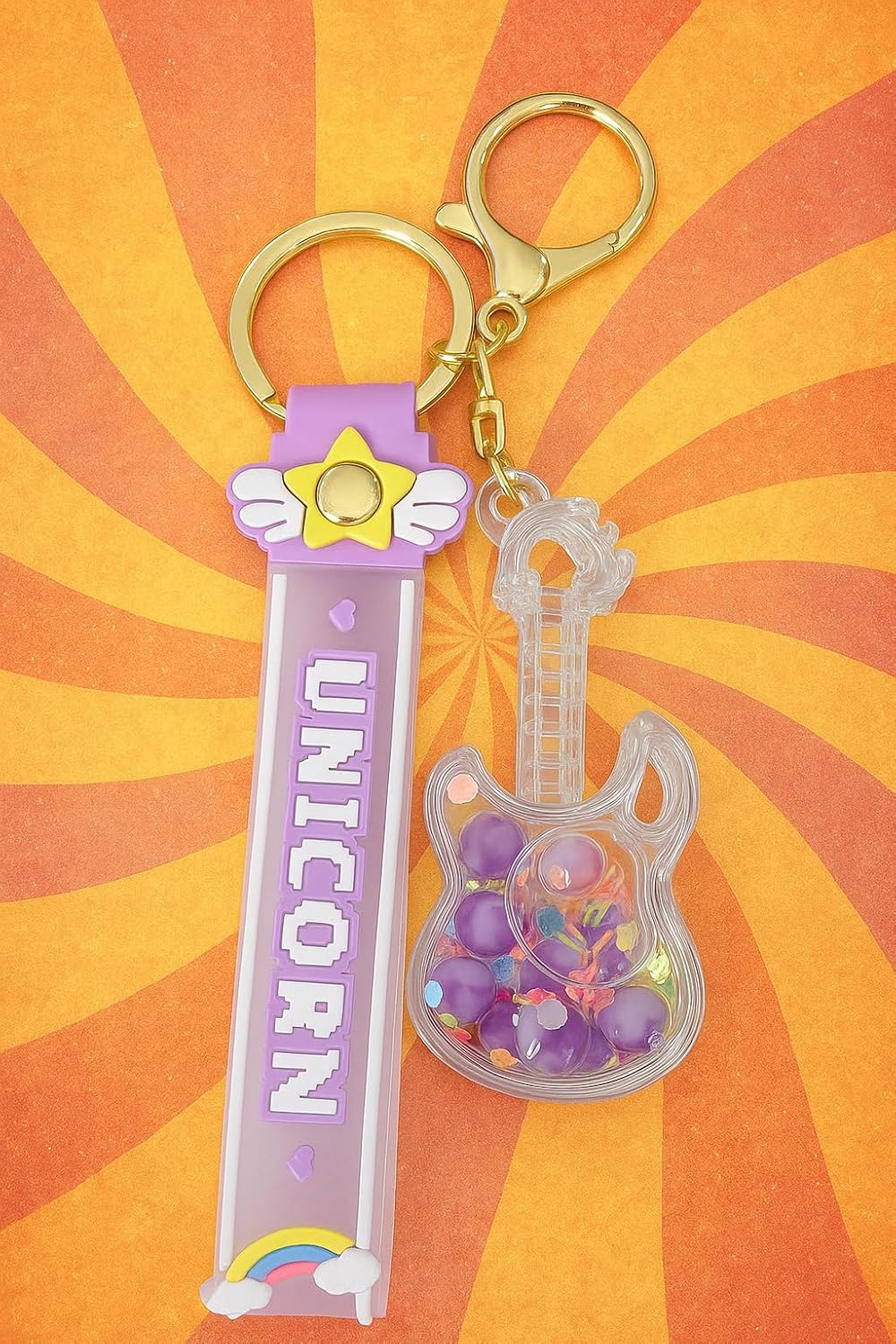 El Regalo 1PC Liquid Filled Keychains for Kids & Teens - Cute Colorful Water Motion Keyrings for Backpack, Purse & Keys - Fun Moving Liquid Design (Style-1)