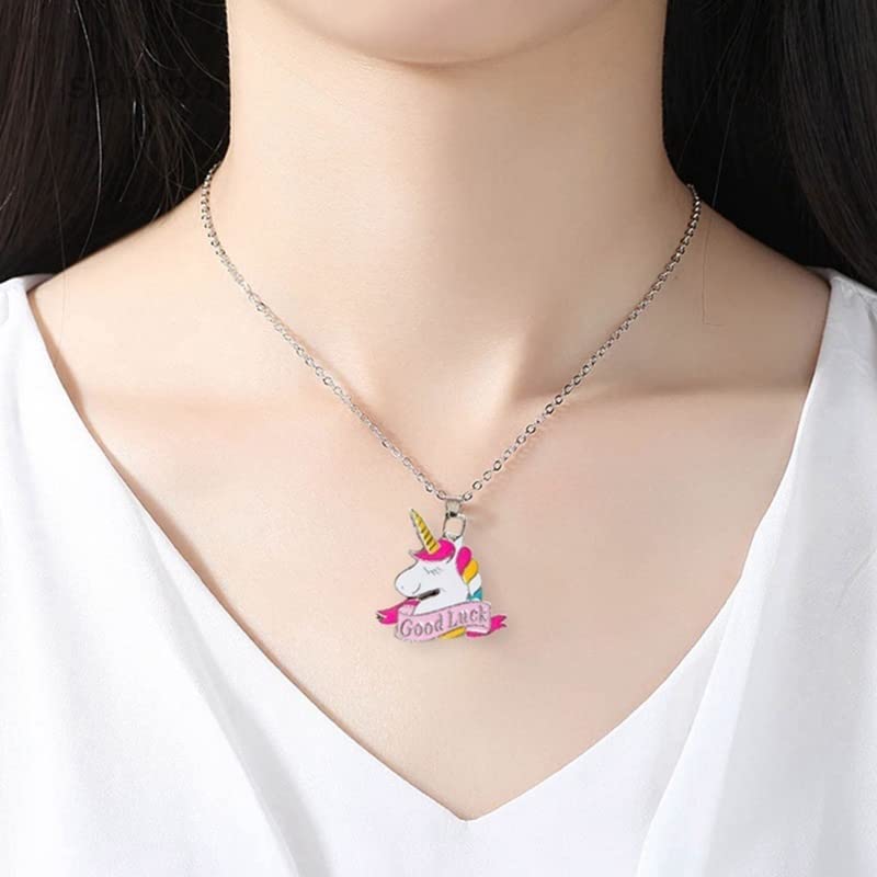 El Regalo 1 PC Cute Colorful Rainbow Cloud, Daisy Flower, Love Heart Pendant Necklaces for Toddlers/Kids/Girls/Teens/Women (Unicorn)