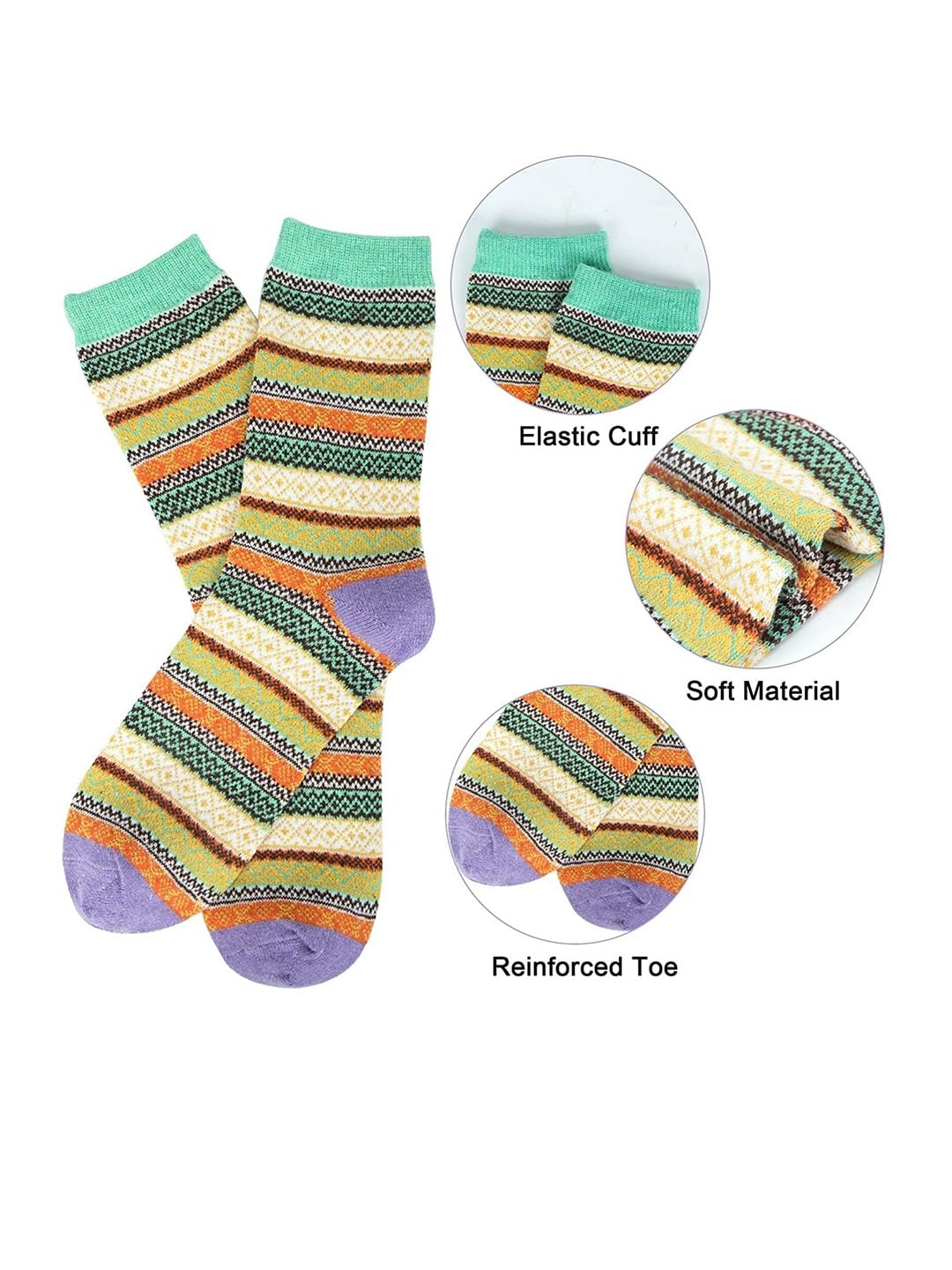 EL REGALO Unisex Pack Of 5 Multicoloured Patterned Calf-Length Socks