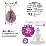 El Regalo Tree of Life Wire Wrapped Drop Natural Stones Healing Crystal Chakra Pendant Necklace - Unique Handcrafted Gemstones Pendant Necklaces (Amethyst) For Unisex Adult