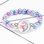El Regalo 2 PCS Unicorn Bracelets for Girls, Rainbow Beads Bracelet Snap Holder Buttons Beaded Bubble Bracelet Pack for Kids Girls (Option-3)