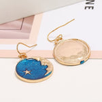 El Regalo Starry Crescent Moon & Star Planet Celestial Earrings for Girls & Women- Crescent Moon Enamel Earrings (Blue Moon)