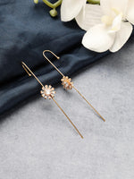 El Regalo 1 Pair Fancy Western Ear Wrap Needle Ear Crawler Earrings - Inlaid Zircon, Elegant Ear Cuff Climber Hook Earrings for Women Girls (Stylish CZ Flowers)