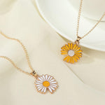 El Regalo 2 PCs White & Yellow Daisy Flower Pendant Necklace for Kids/Girls/Teens & Women- Gift for Her