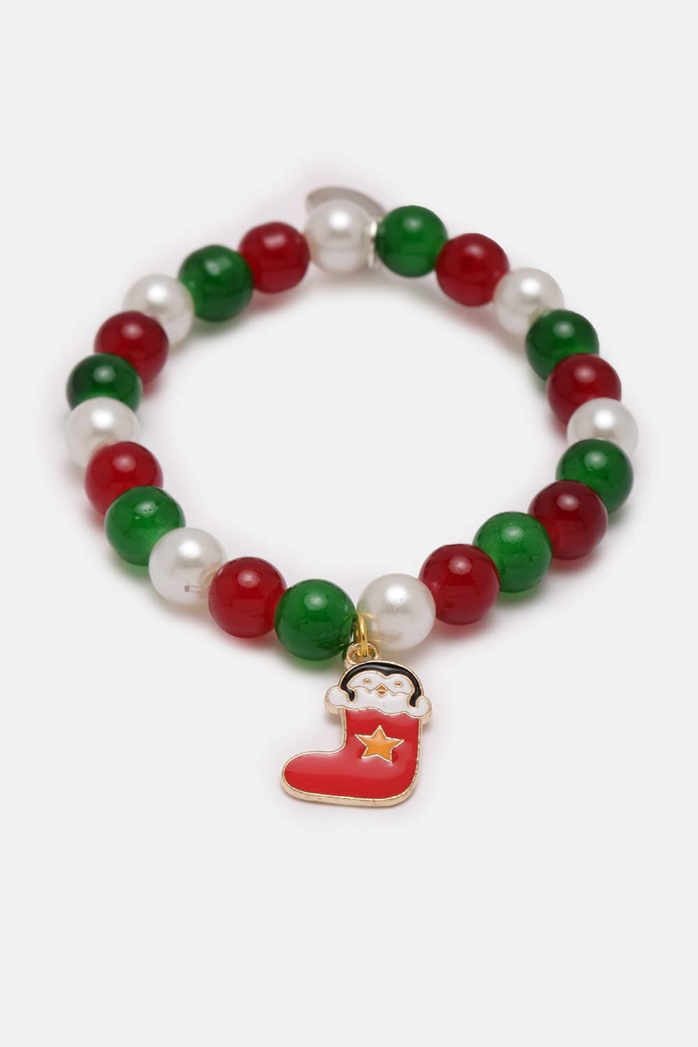 El Regalo 2PCs Christmas Bracelet Set Santa Claus Snowflake Christmas Tree Beaded Stretch Bracelet for Women Girls Stocking Stuffers Holiday Party Favors (Style-2)