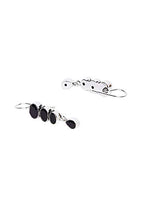 El Regalo Oxidized Silver Plated Vintage Style Stones Statement Party Earrings for Girls & Women (Black)