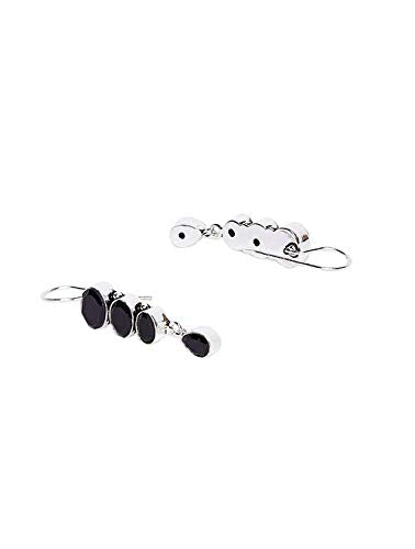 El Regalo Oxidized Silver Plated Vintage Style Stones Statement Party Earrings for Girls & Women (Black)
