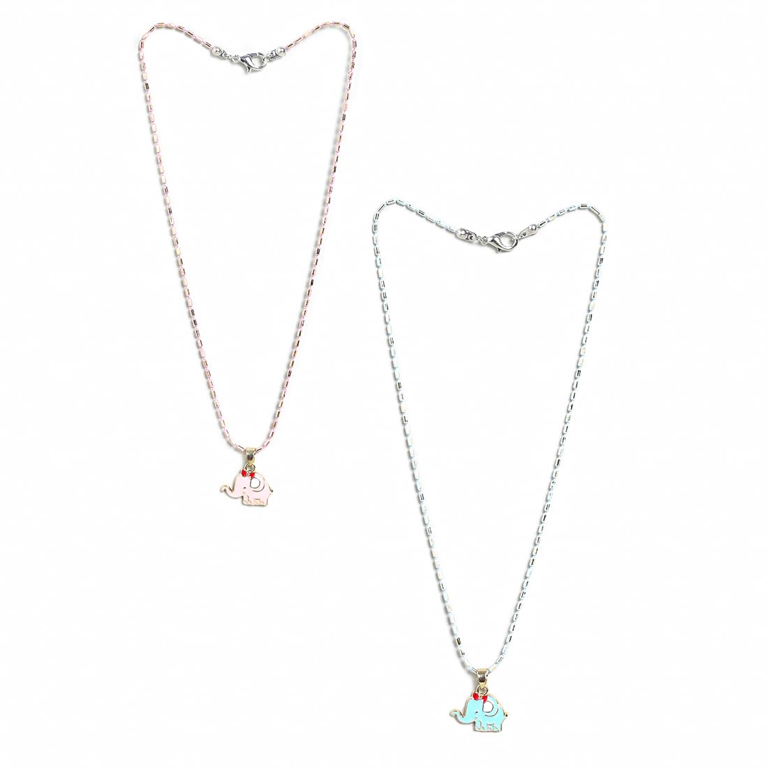 El Regalo 2 PCs Cute Best Friend BFF Pendant Colorful Chain Necklaces Set for Kids/Girls/Boys/Besties/Soul Sisters- Enamel Charms Pendant Necklaces Set for 2 (Elephant Necklaces)